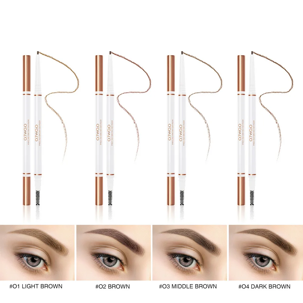 

New 1PC 4Colors Long Lasting Double Ended Eyebrow Pencil Waterproof Not Dizzy Extremely Fine Rotatable EyebrowPen