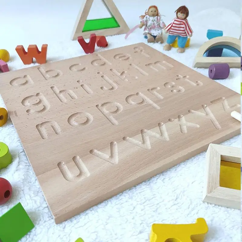 

Children's Wooden Toy Alphabet Board English Capital Digitals Cognition Writing Alphabet Board Letters Desktop Early Educat C0I1