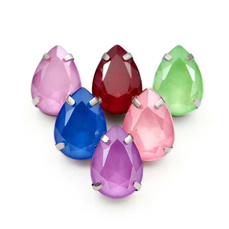 Модные хрустальные стразы в форме капли мокко для одежды милые пришивные камни с