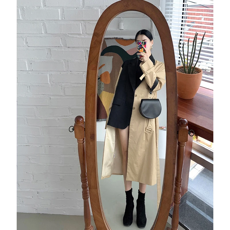 

Autumn / winter Korean loose British style mid long design explosive Street coat
