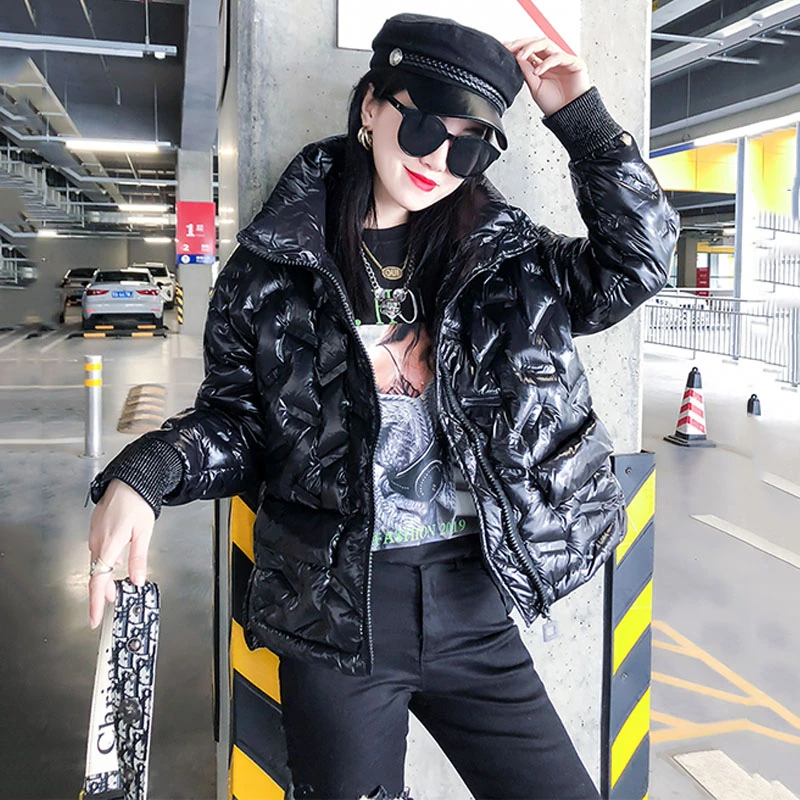 Новинка 2021 черная/синяя зимняя пуховая хлопковая куртка женское плотное зимнее