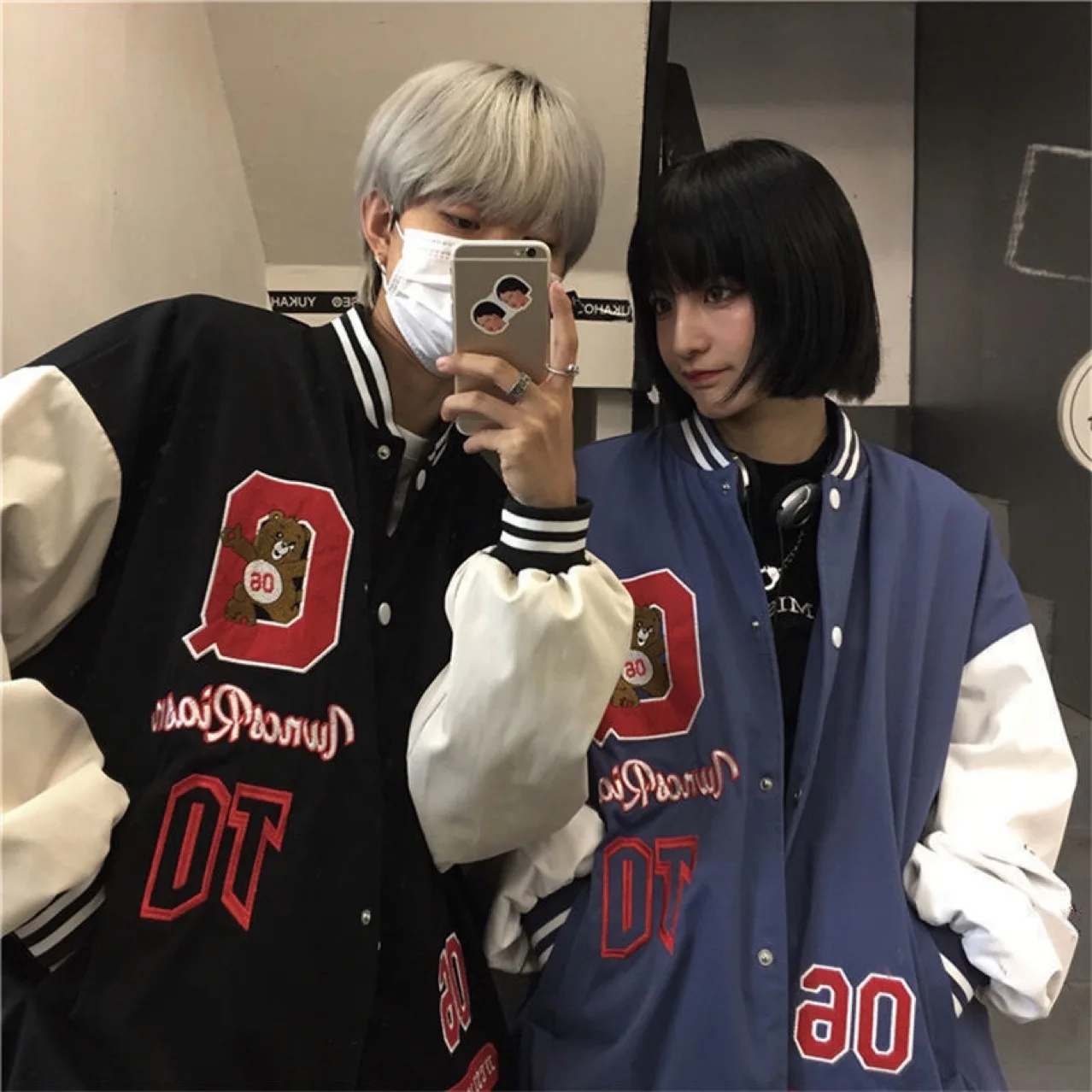 

Women's Casual Oversized Baseball Jackets Letter Print Long Sleeve Harajuku Boyfriend Baggy Bomber Coat Outwear Y2K Streetwear