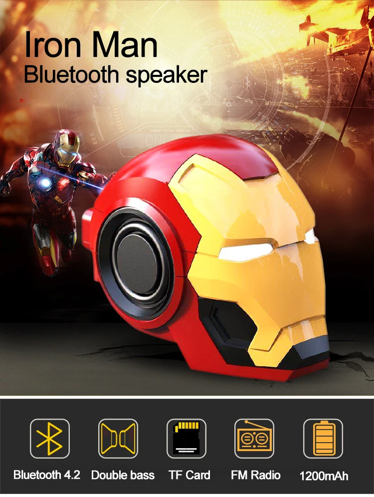 Железный человек беспроводной Bluetooth динамик портативный динамик сабвуфер Marvel мультфильм Мини soundbox с TF USB компьютер громкий динамик