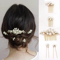 slbridal handmade 3 colors wired simulated pearls wedding hair comb hair pins stickers set bridal hair accessories women jewelry