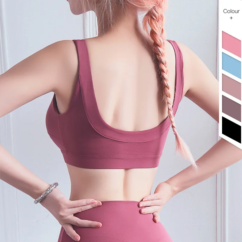 Спортивный пуш-ап бюстгальтер Топ для женщин с открытой спиной фитнес u-образный