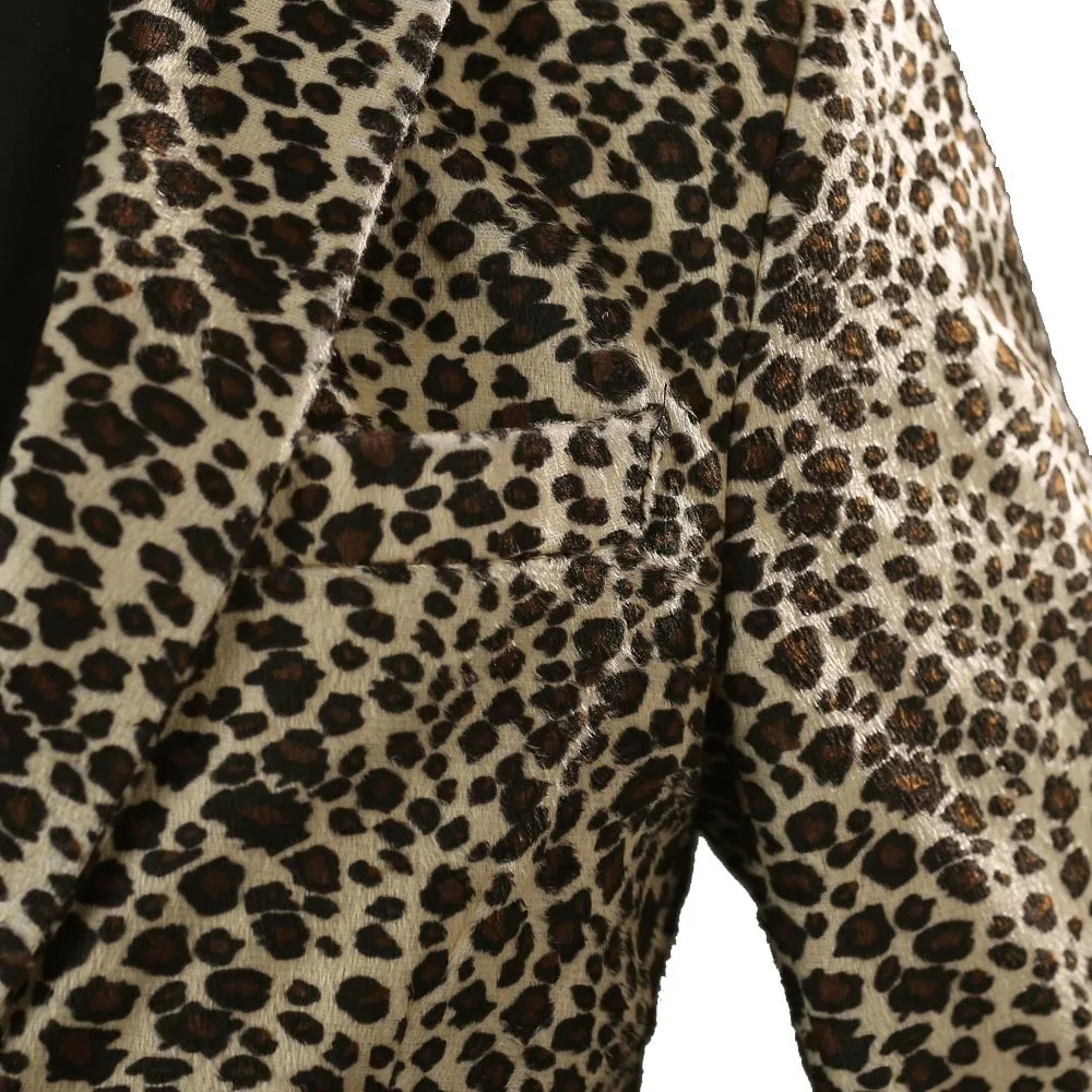 

2020 Men's Leopard Suit Youth Performance Studio Slim Suit Set 2 Pieces
