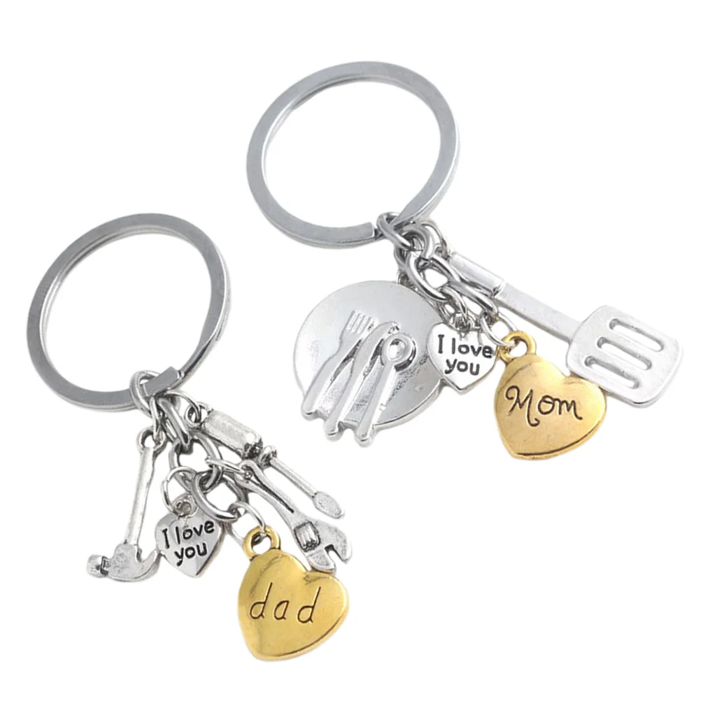 

Брелки для ключей из сплава с надписью, креативный дизайн, подарок на день матери и отца, 2 шт.
