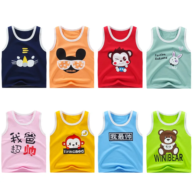 Для детей возрастом от 1 до 7 лет Детские летние детские Жилеты футболка рисунок с
