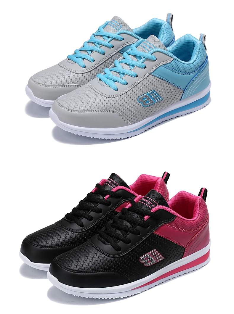 Size 35-41 New Fashion Tennis Shoes for Women Ultra-light Leather Blue Sneakers Gym Sport Shoes Tenis Feminino Basket Femme
