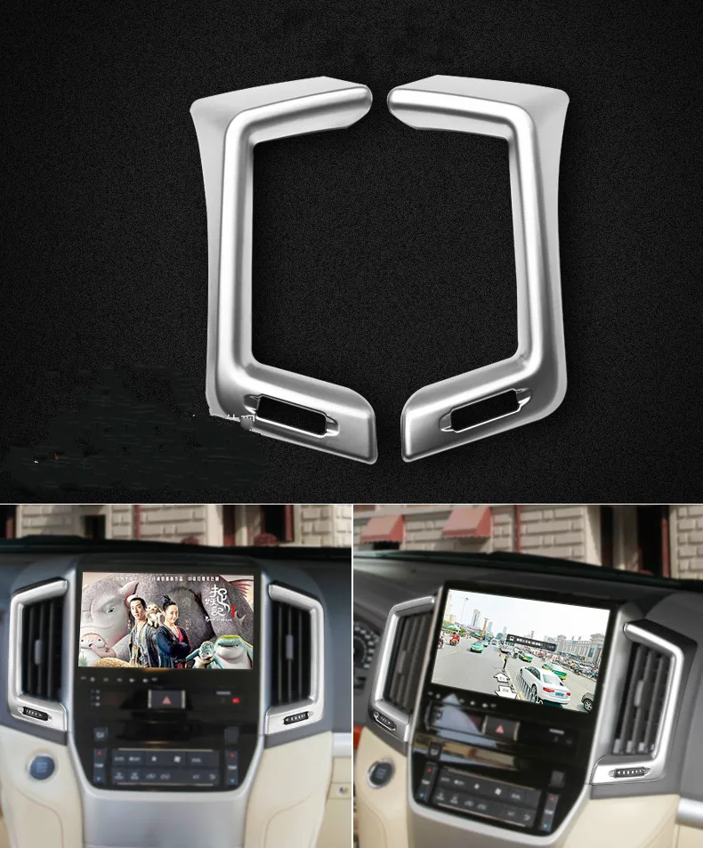 

For Toyota Land Cuiser 200 2016 Chrome Center Air Conditioner Outlet Trim 2pcs Chromium Interior Car Accessories
