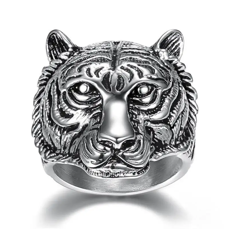 

2021 New Punk Tiger for Men Ring Anniversary Gift Jewelry Wholesale R6508