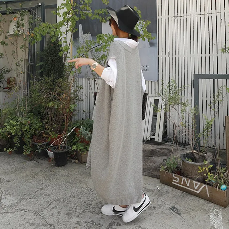 

BeeHouse sukienka robes maxi Woman clothes Sweater dress Long waistcoat over the knee Korean style loose casual women's dresses