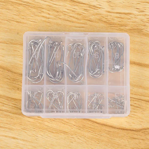 

100 pcs Sales Sea Fly Fishing Hooks Tackle Set With Box 10 Size Fresh Water Selling Wholesale Outdoor