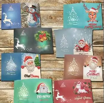 4-8pcs Горячая Diy алмазная живопись карты блестящие специальные наборы для вышивки рождественские поздравительные открытки Санта Клаус Счастливого Рождества - Цвет: 4-8pcs
