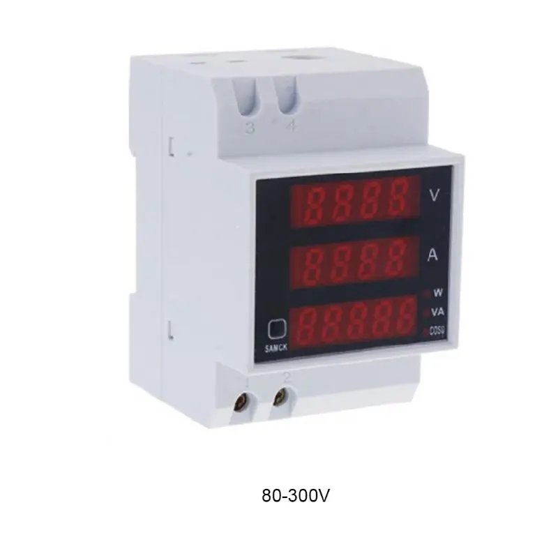 Din Rail Multi Function Digital Meter Ammeter Voltmeter LED Display Amp Voltage Current Power Monitor AC 80-300V 200-450V | Инструменты