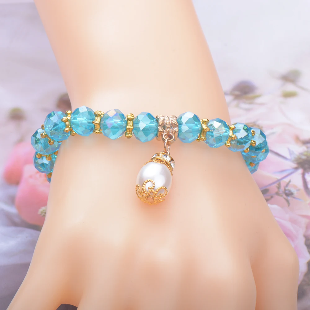 Мужской и женский браслет Классический эластичный из синего тигрового глаза