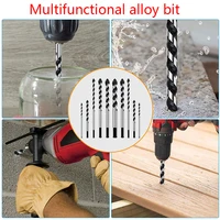 10pcs Multifunctional Ceramic Wall Black Drill Marble Glass Tile Hole Opener Hand Drill Alloy Bit Set for Wall Brick Marble Wood