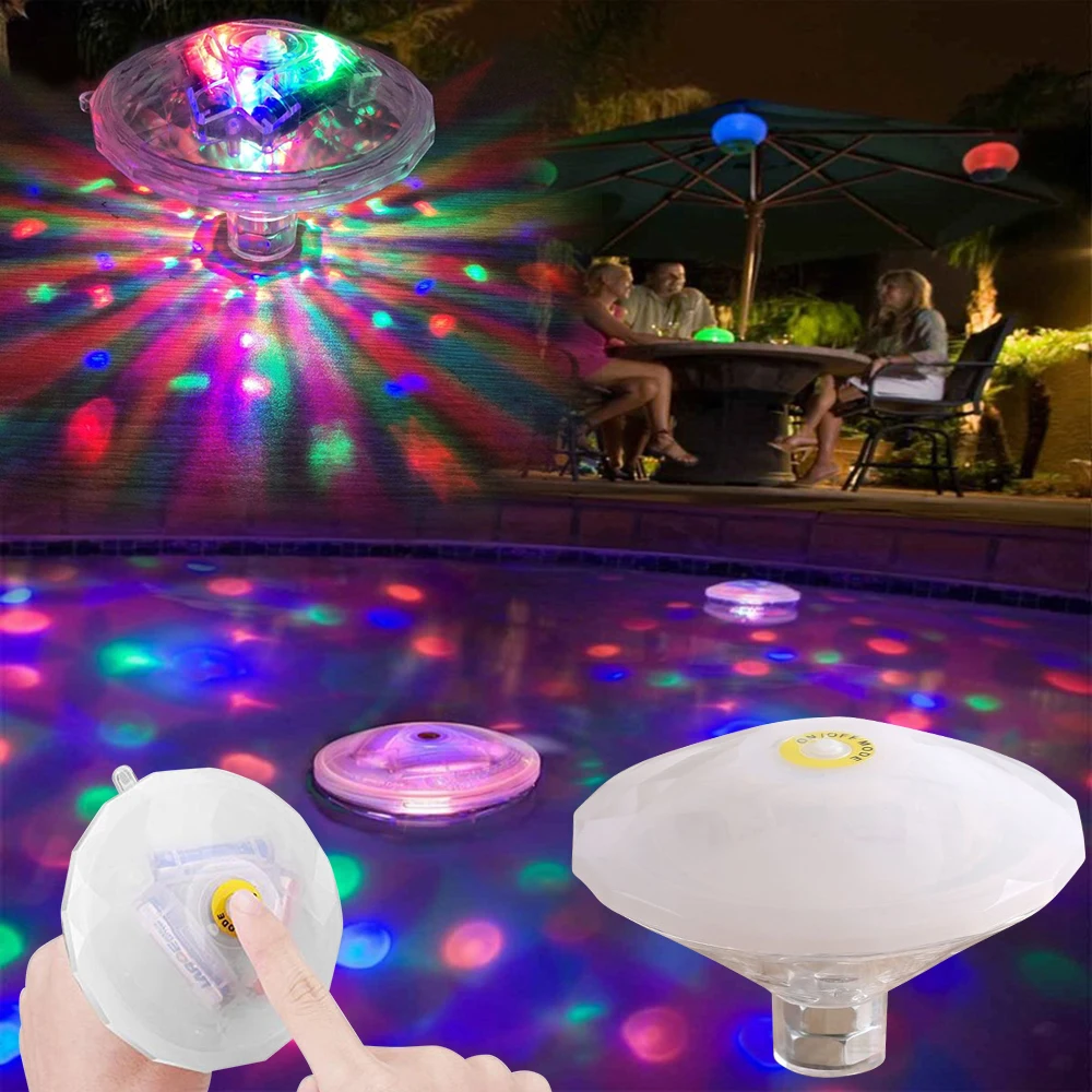

LED RGB Stunning Floating Underwater Disco Lights Glow Show Spa Swimming Pool Tub Lamps Party Bathroom Projector Light Night D30