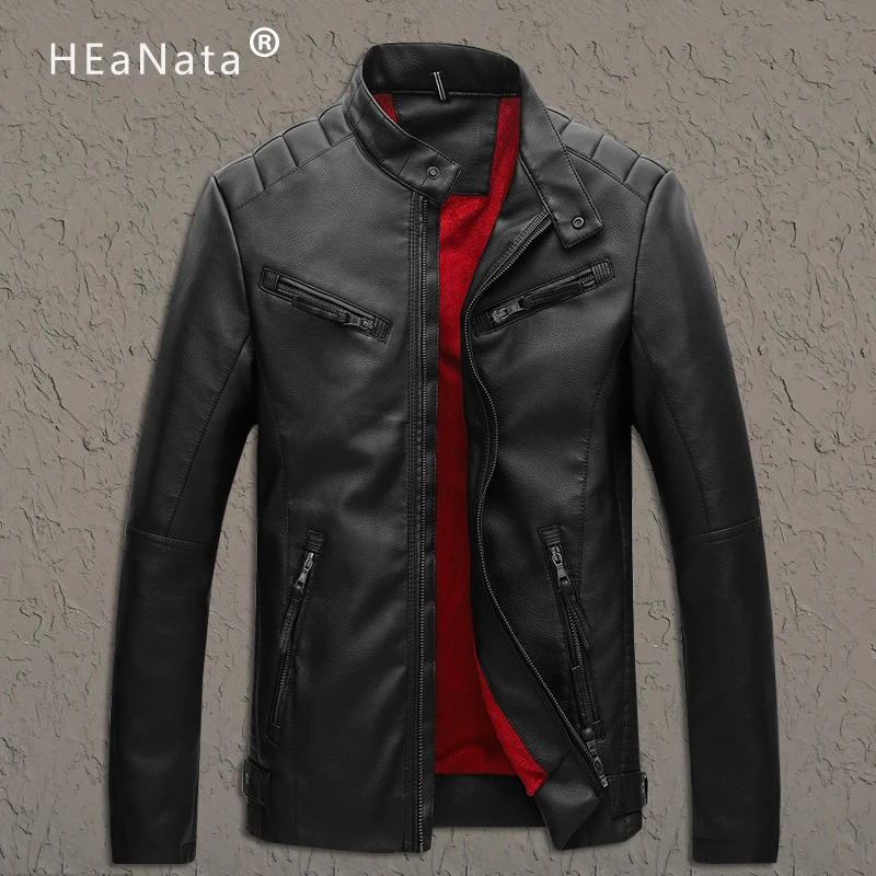 Мужские кожаные куртки Осенние флисовые толстые теплые Новые повседневные