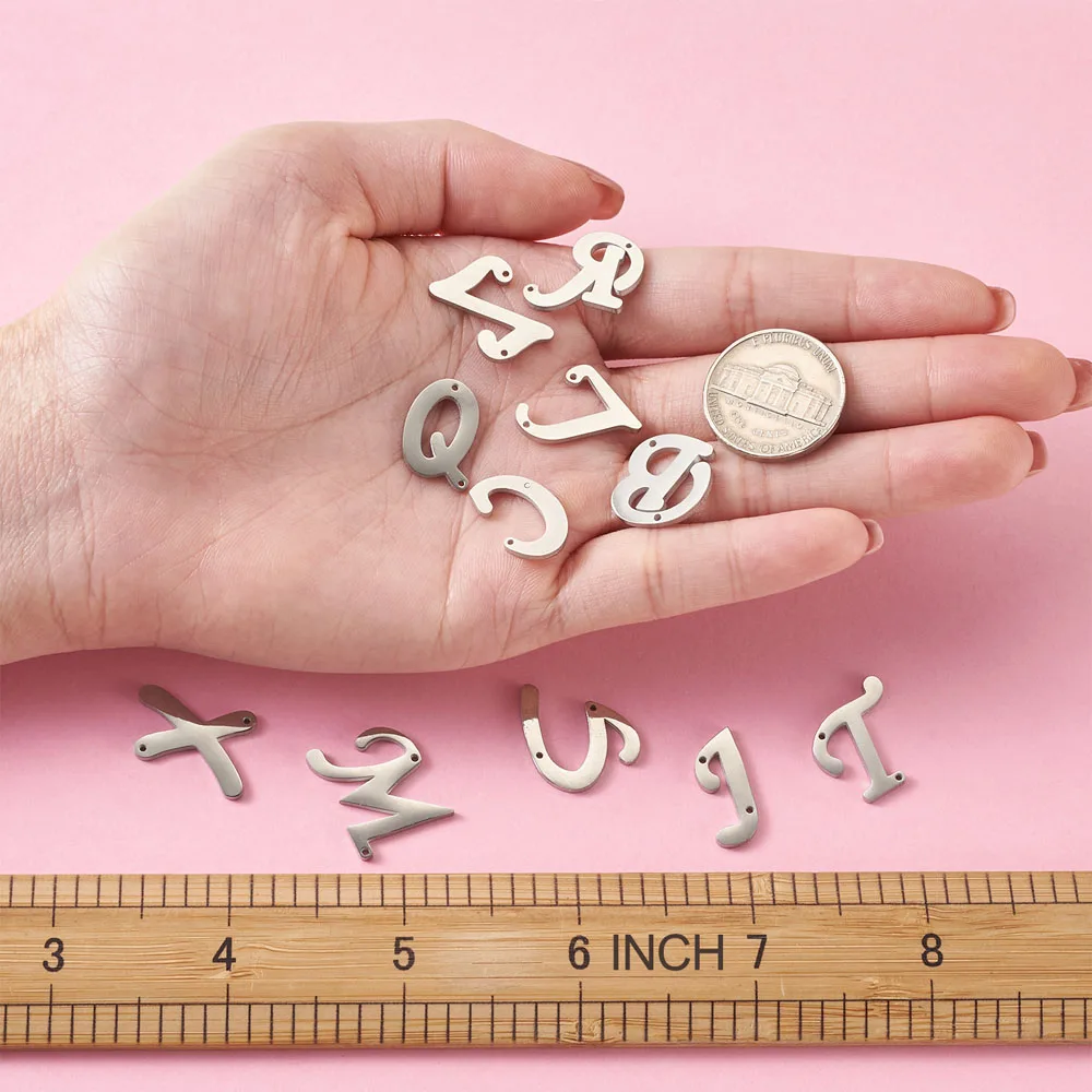 

26Pcs/Set Stainless Steel A-Z Letters Pendant For Bracelets Necklace Earring DIY Charms Beads Jewelry Making Accessories Crafts