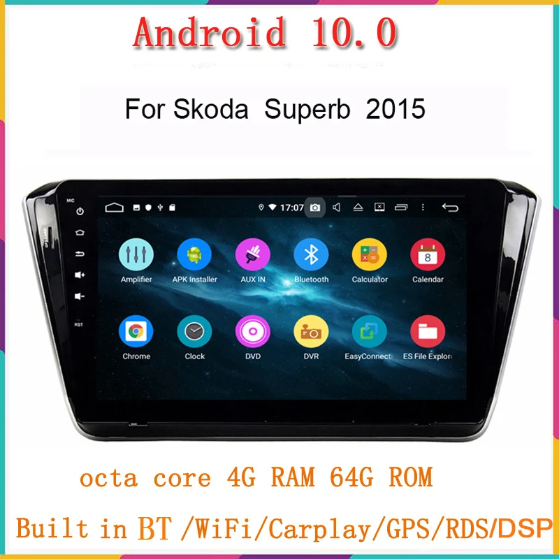 

Автомобильный мультимедийный плеер на Android 10, 10,1 дюйма, для skoda Superb 2015-2019, gps-навигация, автомагнитола, аудио, стерео, DSP, Carplay, авто, Wi-Fi