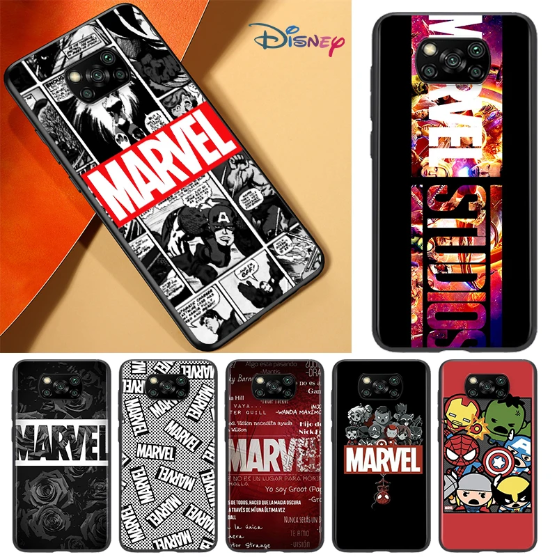 Черный чехол для телефона с принтом Marvel Мстители Xiaomi POCO M3 M2 C3 X3 NFC F2 F3 Pro X2 F1 Mi Play Mix 3