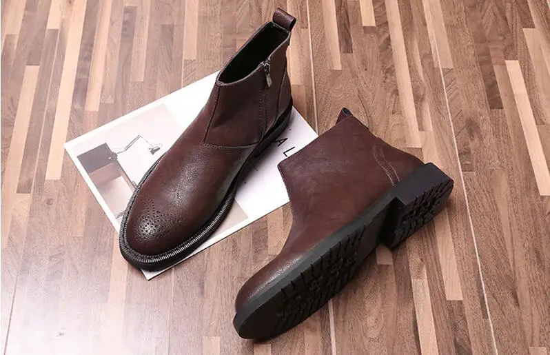 

2020 Spring Chelsea Boots Men Early Winter Shoes Men Boots Casual Leather Men Ankle Boots Zip Male Leather Footwear