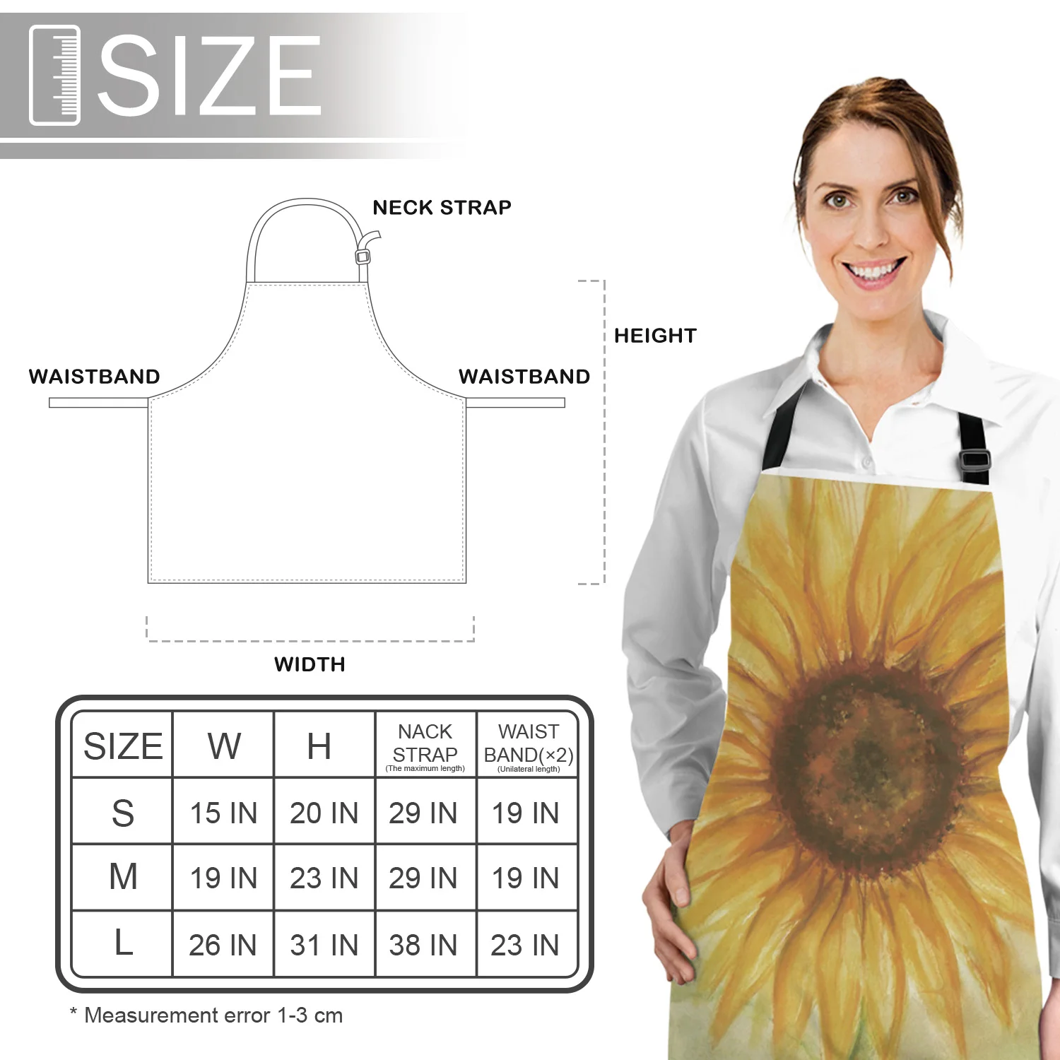 

Sunflower Printed Kitchen Aprons Durable Comfortable Cleaning Tool Female Couples Housewife Cooking Baking Bib
