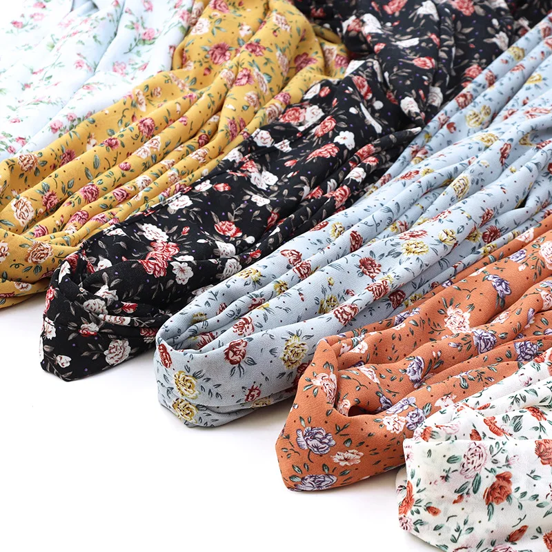 

2020 fashion women bubble chiffon hijab scarf foulard femme musulman printed shawl islamic clothing headwear muslim headscarf