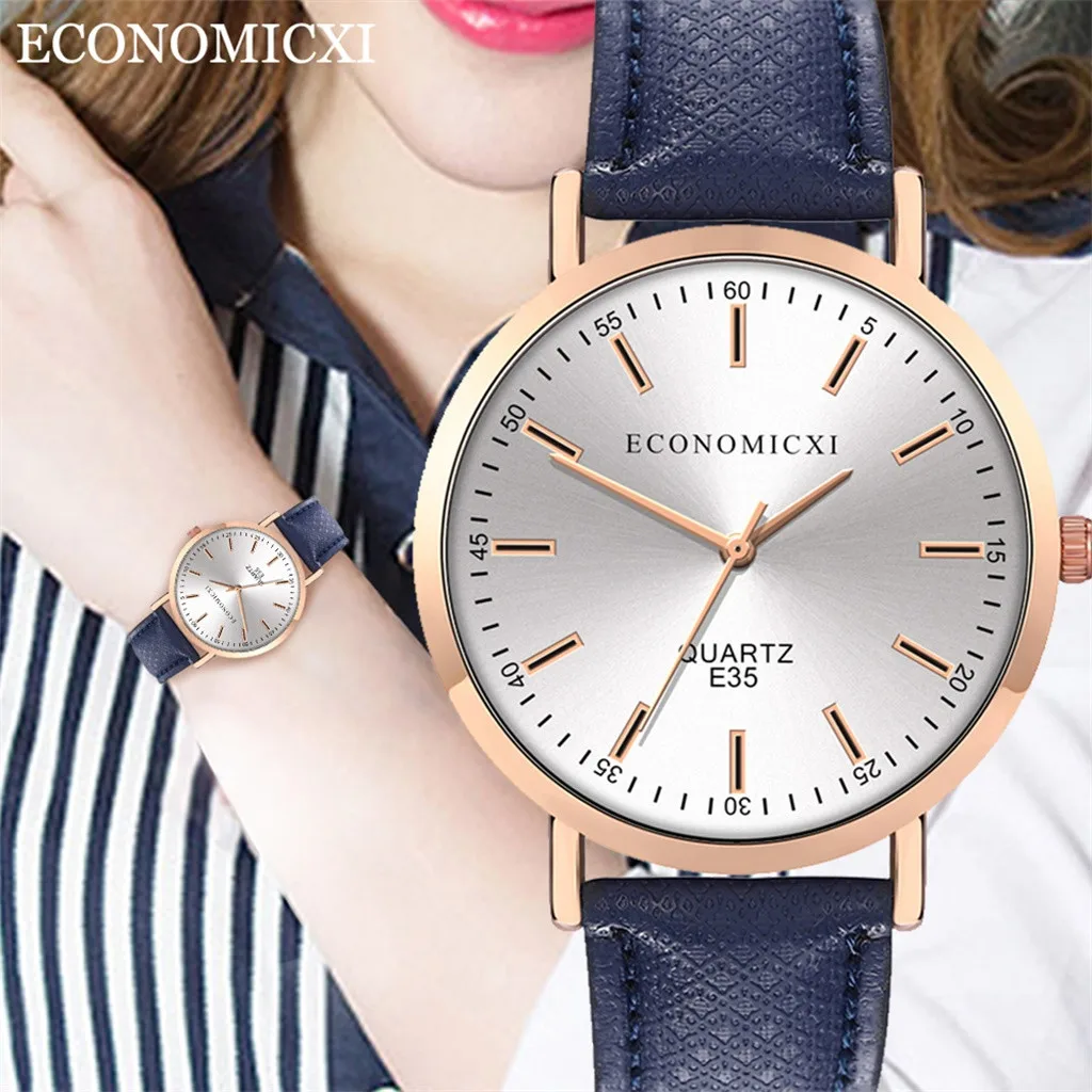 Часы женские кварцевые с кожаным ремешком Простые Модные повседневные наручные