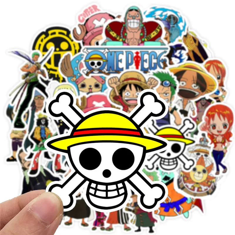 

10/30/50 Pcs One Piece Stickers Anime Cartoon Sticker for Laptop Bicycle Fridge Helmet Pvc Waterproof Graffiti Decals Child Toys