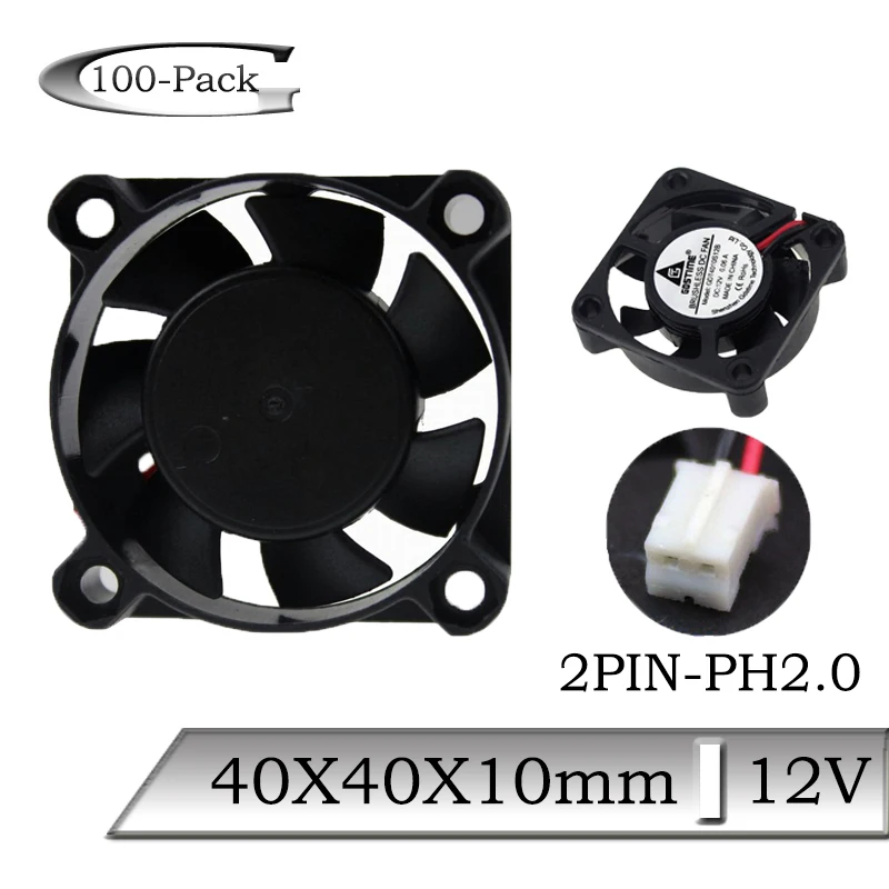 100 шт. Gdstime DC 12 В 2Pin 4010 40 мм 4 см 40x40x10 7 лопастей компьютер осевой вентилятор
