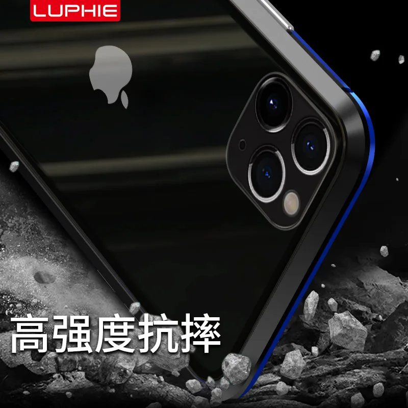 Двойной чехол из закаленного стекла для iPhone 11 Pro Max чехол с металлической рамкой Магнитный противоударный чехол для iPhone 11 Pro Max Shell