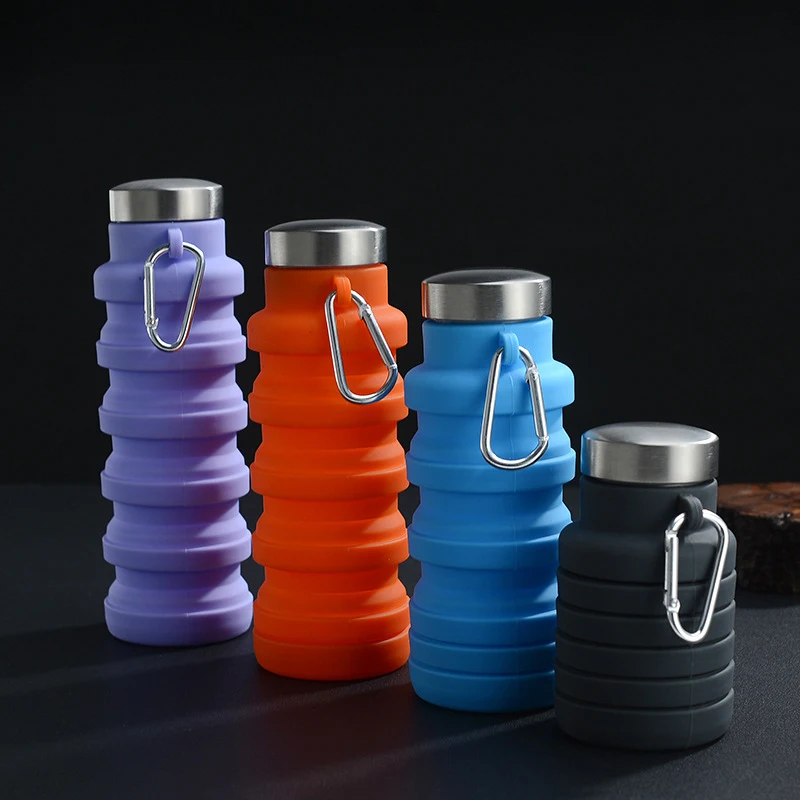 

500ML Retractable Silicone Sports Water Bottles Portable Folding Coffee Mug Outdoor Travel Drinking Cup Collapsible Kettle