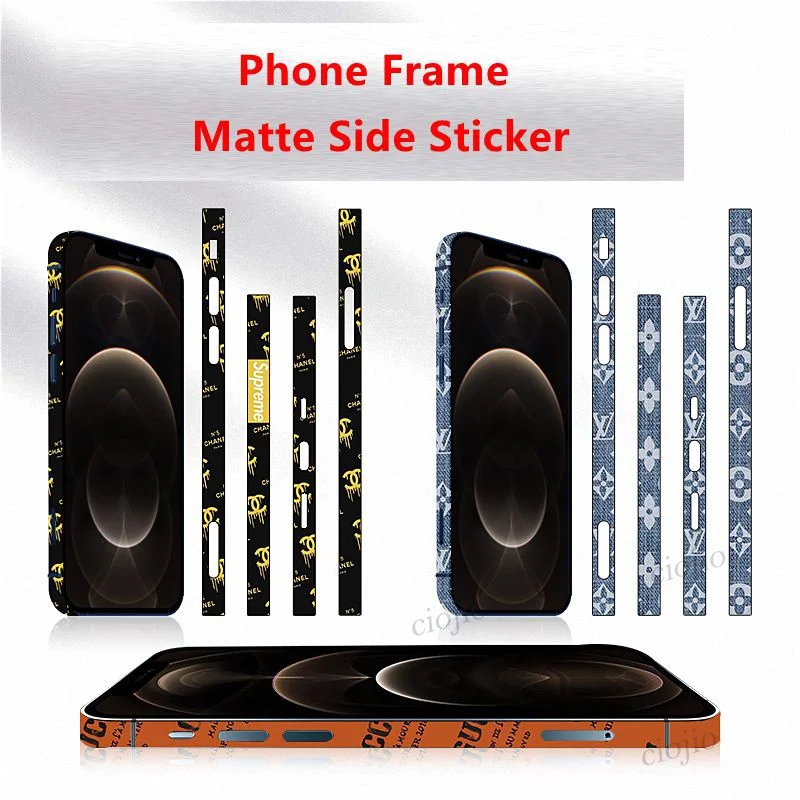 

For iPhone 12 Pro cute Bear Mobile Phone Frame Matte Color Film For iPhone 12 Mini 12 Pro MAX Cartoon Side Sticker