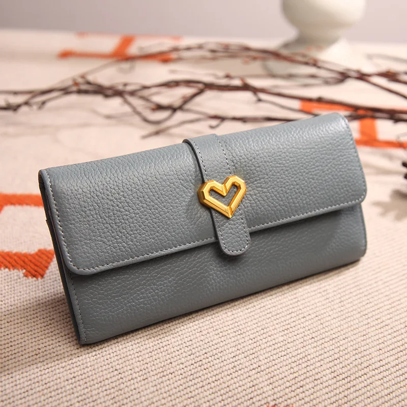 Женский Длинный кошелек из коровьей кожи вместительный клатч натуральной с