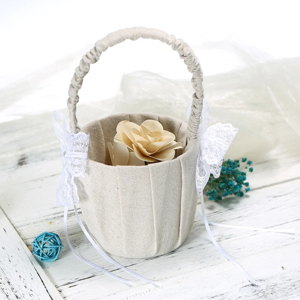Для девочек в цветочек корзина для Love оформления свадеб чехол сатиновая хранения