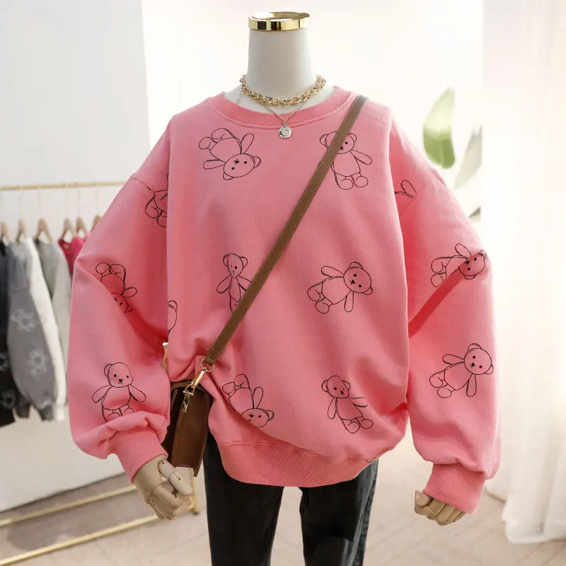 

2021Spring New Hoodie Women's Loose Large Size Casual Crew Neck Coat Women's Long-Sleeved Pullover Women's Trendy Harajuku