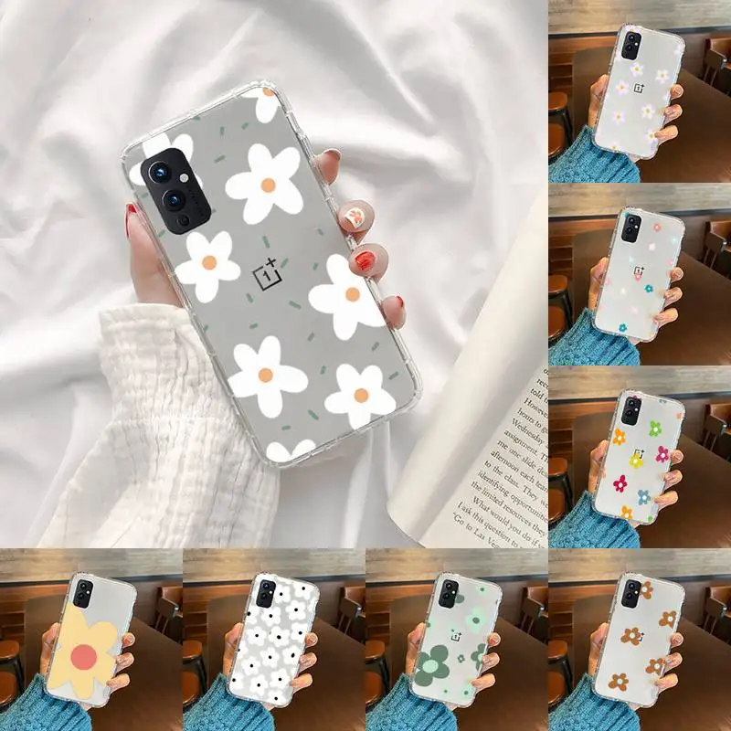 

Flowers pink design painting Phone Case Transparent For OnePlus 9 8 7 7t 8t Oppo find X3 X2 reno5 Vivo X60 X50 Pro MeiZu 17 16XS