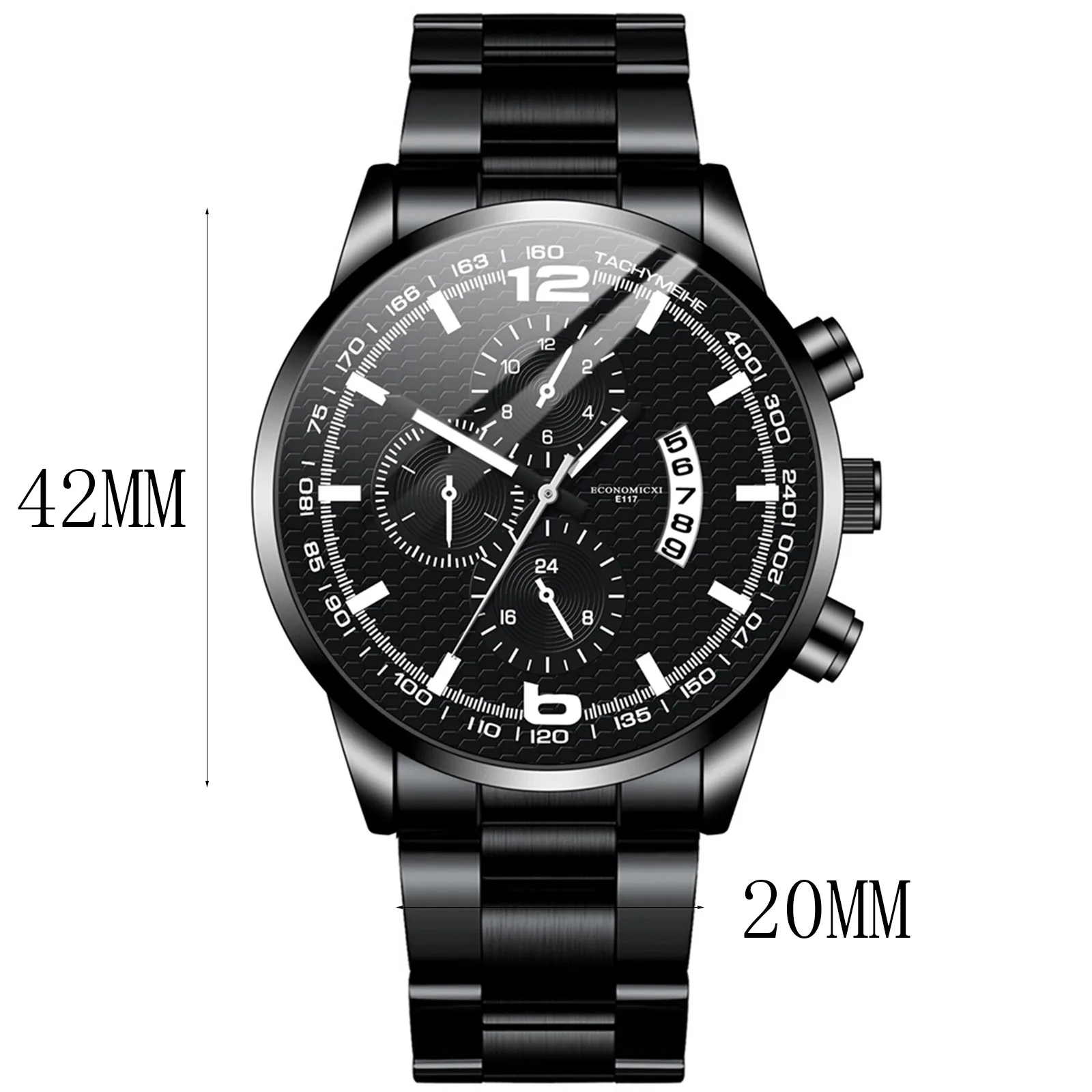 

Reloj Dazzling Fashion Men Watch Alloy Case Three Eyes And Six Pointer Dial Men Quartz Stainless Steel Belt Watch Montre