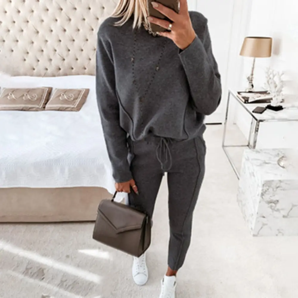 

Fashion Tracksuit 2 Piece Set Autumn Winter Pullover Hoodie + Long Pants Sports Suit Female Sweatshirt Sportswear Suit For Women