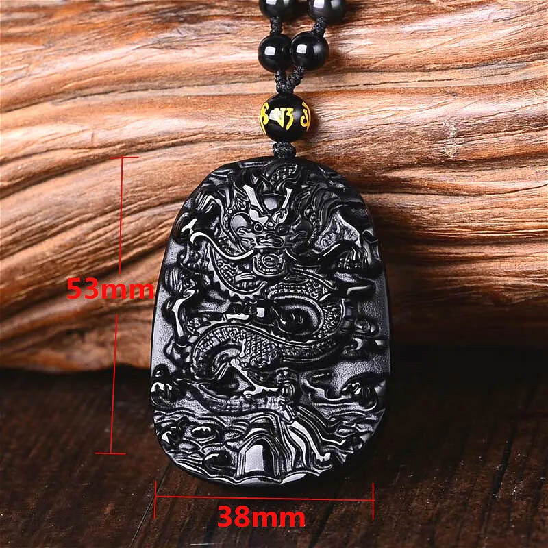 Натуральный Черный Дракон из обсидиана подвеска бисера ожерелье модные