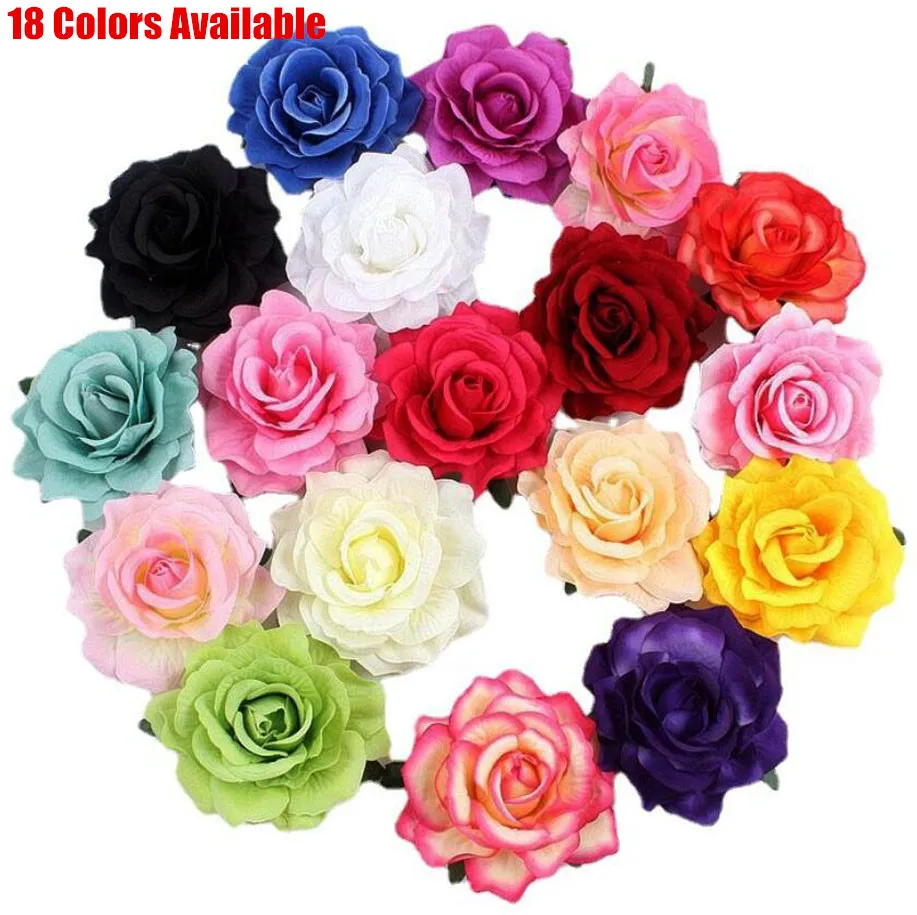 

50Pcs/Lot,4.3" Large Rose Flower Flat Back,DIY Rosette Flower Accessories for Cap,Brooch, Apparel,Wedding Dress Decoration