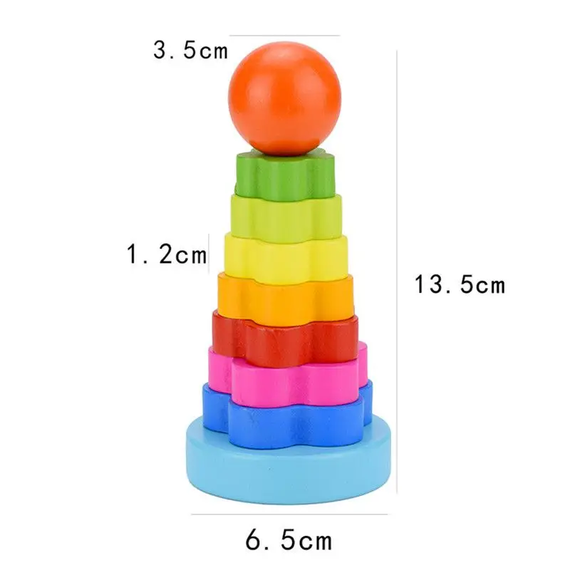 Stacking Nest Kids Learning Stack Up Rainbow Tower Blocks Baby Early Education Wooden Toy 1 Set | Игрушки и хобби