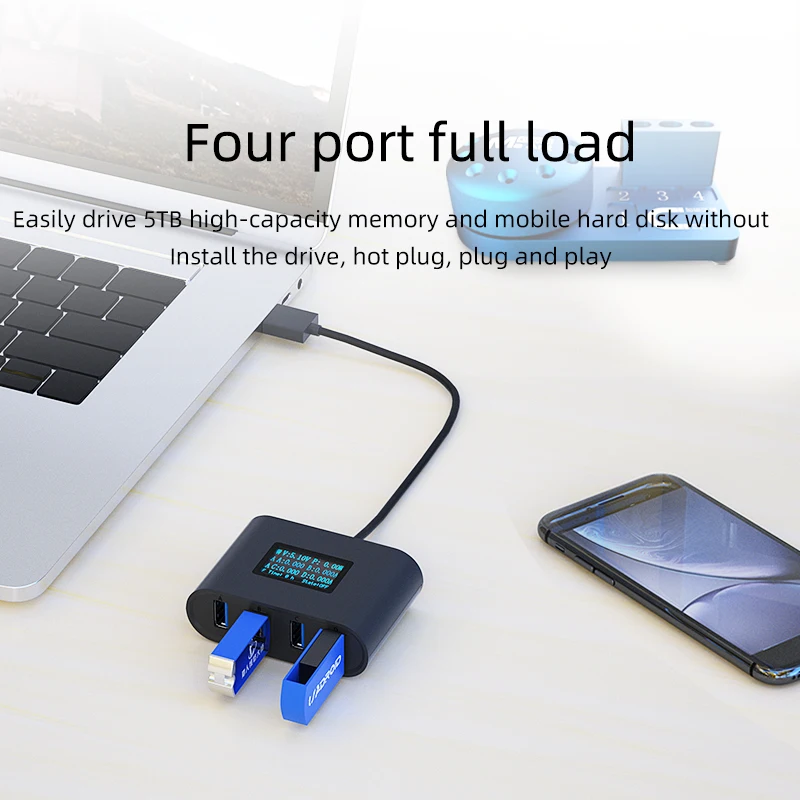 Мультиметр MaAnt многофункциональный 4 порта usb-хаб ЖК-дисплей цифровой дисплей PD USB