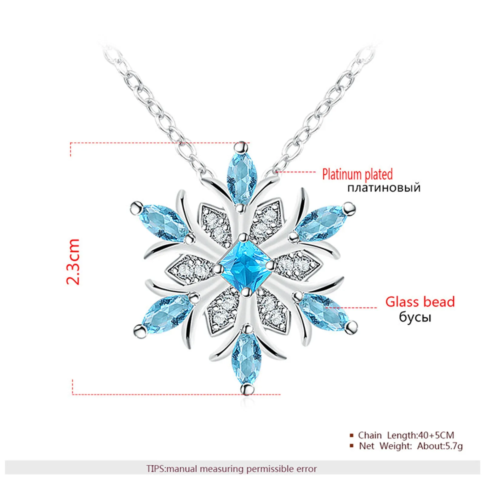 

Snowflake Flower Blue Necklace Necklaces Gemstones Crystal Necklace For Women