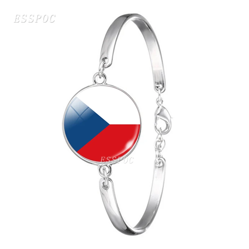 Флаг Чехии стеклянные купольные серьги гвоздики браслет женский ожерелье