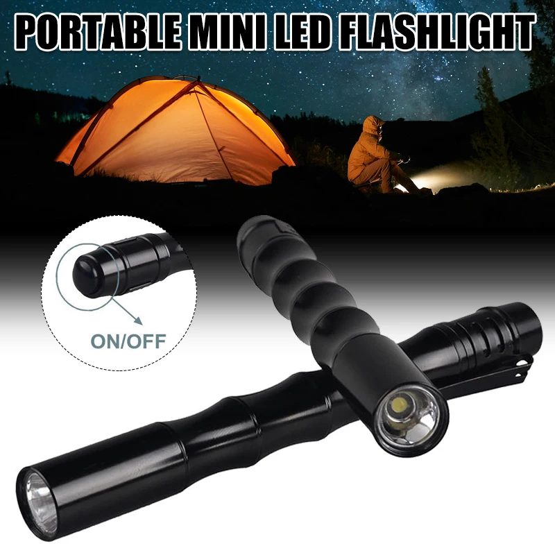 

Mini LED Torch Light Flashlight Super Small Pocket Clip Torch Powered by 2 AAA Battery Ultra Bright Carry Outdoor Gear P
