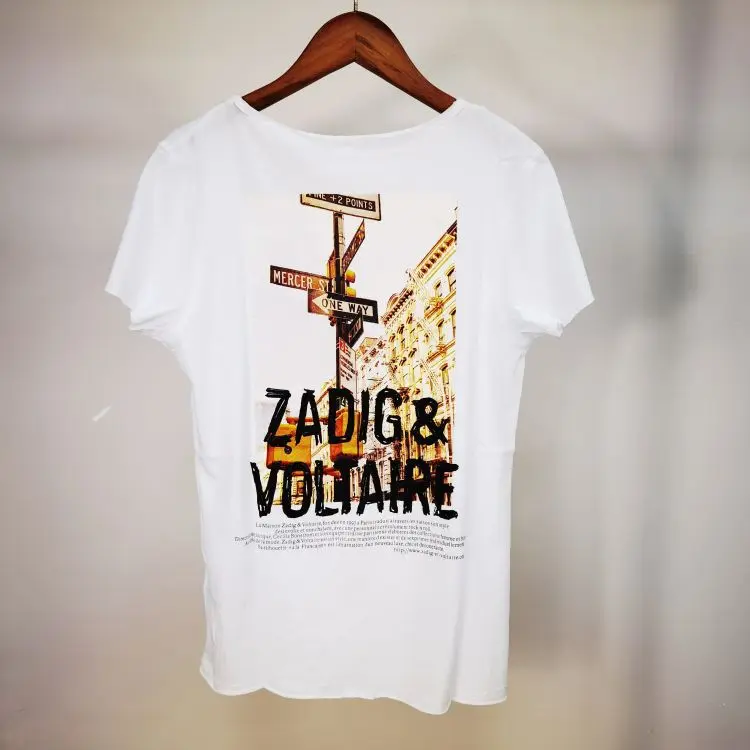 

Women t-shirt tops back print v-neck short sleeve casua lwild lady cotton t-shirt