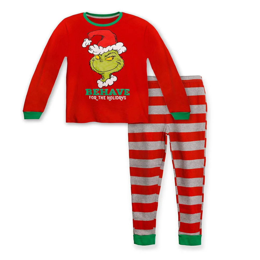 Conjunto de pijama navide&ntilde;o a juego para el hogar, ropa de dormir con tem&aacute;tica Grinch, para pap&aacute;, mam&aacute; y ni&ntilde;os, 2 piezas-5